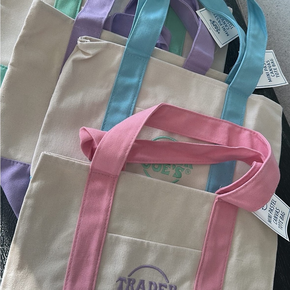 Multicolor Canvas Tote Bag Set Trader Joe’s pastel. I have one of each color